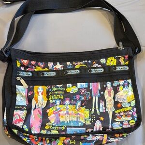 LeSportsac Black with Multicolor Graphic Crossbody Bag